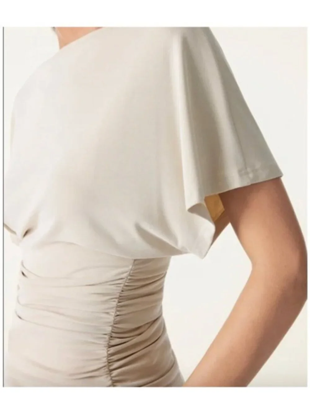 NWT OGL Sandwashed Effortless Boatneck Batwing Sleeve Side Ruched Large